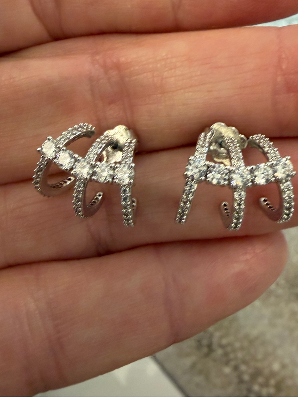 Nadri Tri-Hoop Crystal Earring